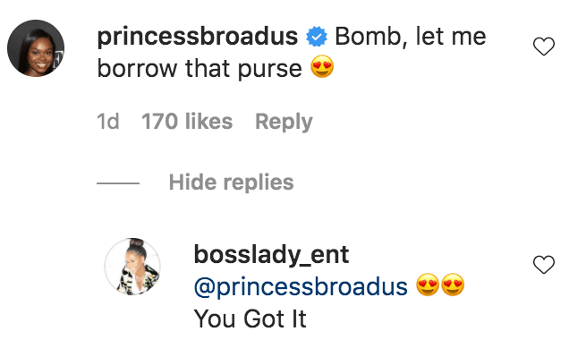Cori Broadus commented on a photo of Shante Broadus debuting a new hairstyle | Source: instagram.com/bosslady_ent