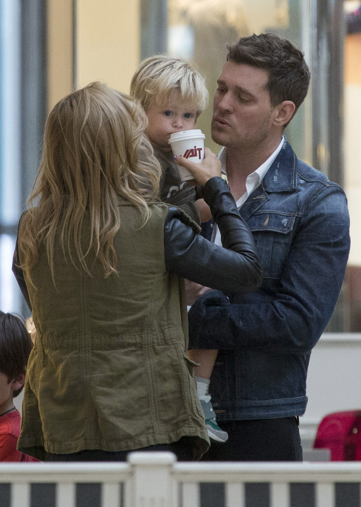 Michael Buble and Luisana Lopilato are seen with their son Noah on April 28, 2015 in Madrid, Spain. | Source: Getty Images