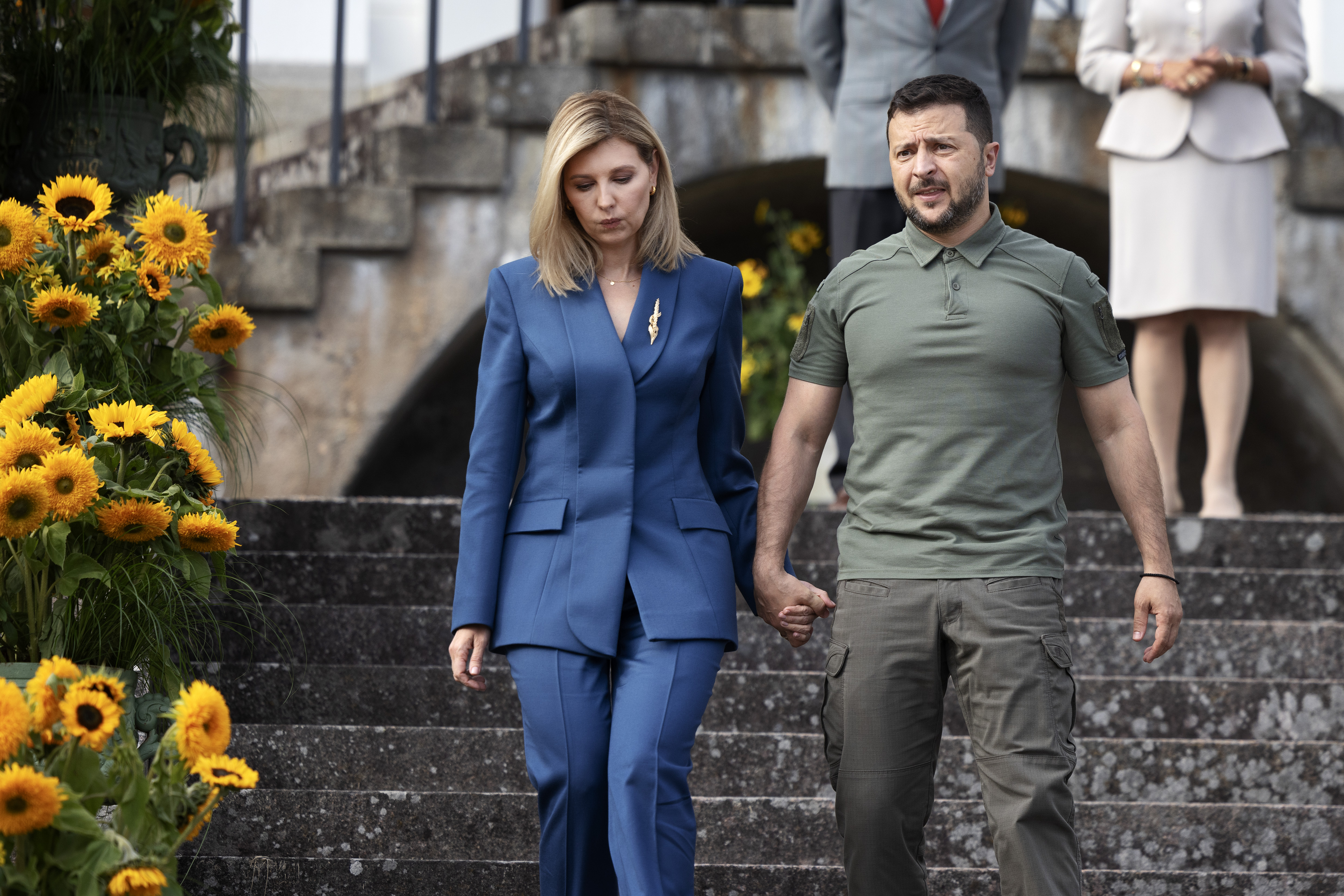 Volodymyr Zelenskyy and Olena Zelenska leave Stenhammar Palace in Flen after a meeting with Queen Silvia of Sweden and King Carl XVI Gustaf on August 19, 2023 in Sweden | Source: Getty Images