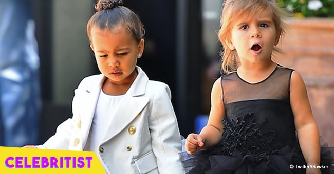 Kim Kardashian shares photo of North and Penelope in matching swimsuits at unicorn birthday party
