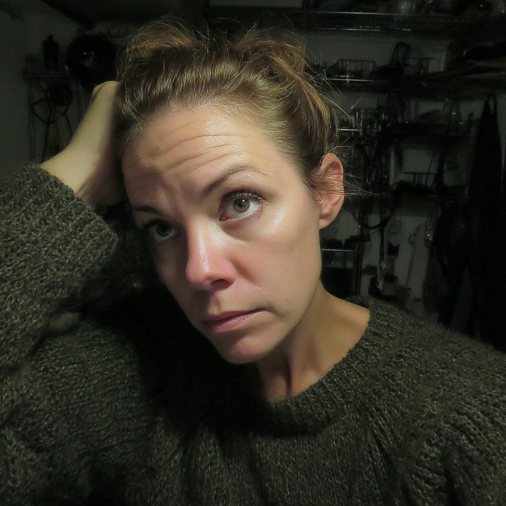 An upset woman standing with her hand on her head | Source: Midjourney