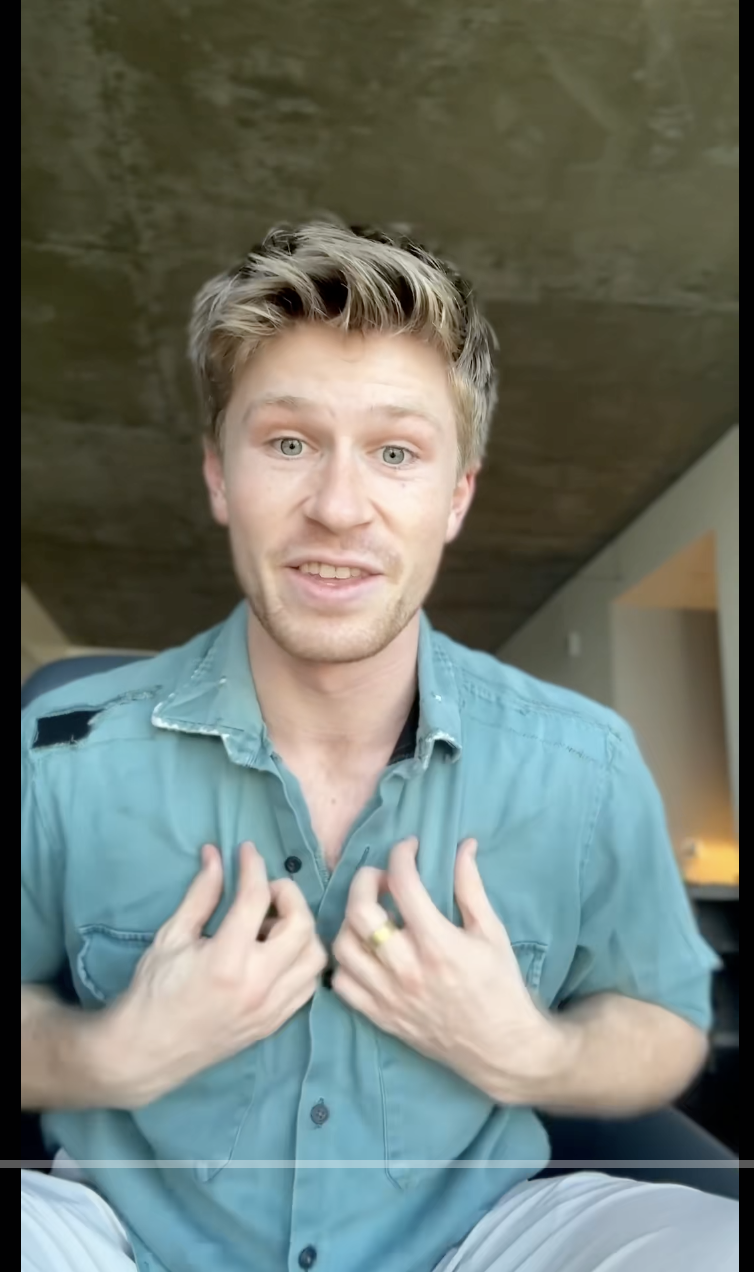 Robert Irwin is seen touching his father's green shirt in a video dated November 16, 2025 | Source: TikTok/robertirwin