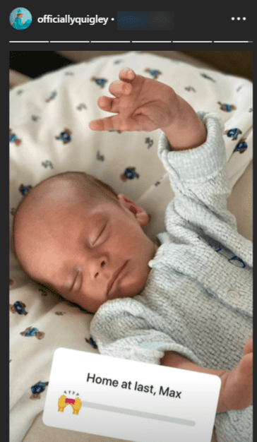Photo of Casey Goode's new born son sleeping. | Photo: Instagram/officiallyquigley