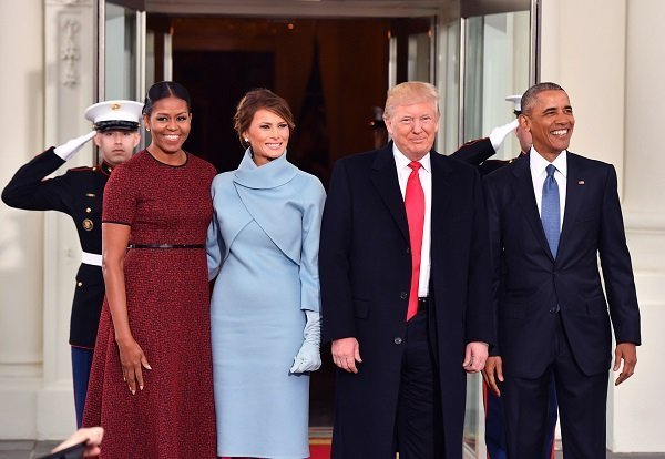 Michelle Obama and Melania Trump posing together next to Donald Trump and Barack Obama on January 20, 2017 in Washington, DC | Source: Getty Images