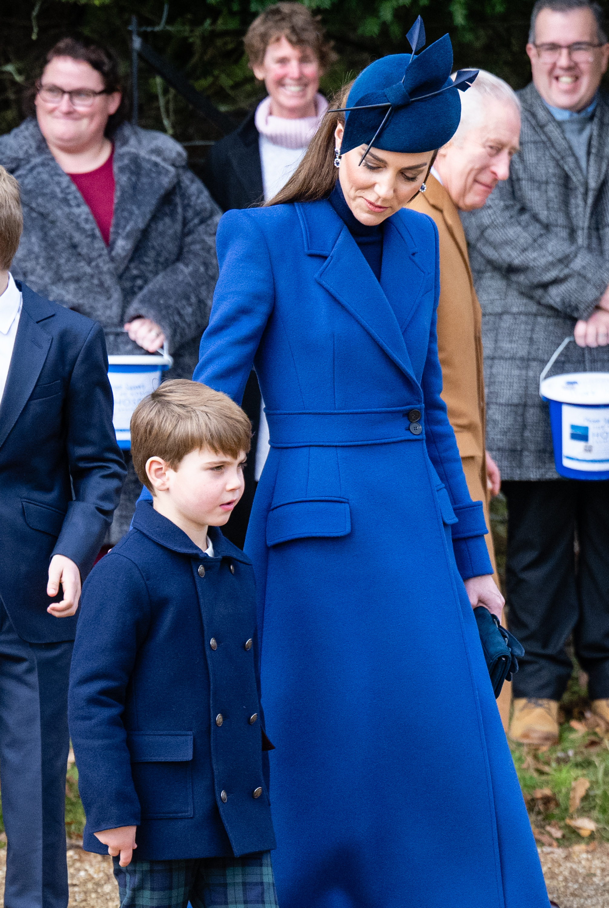 Prince Louis and Kate Middleton at the Christmas Morning Service at Sandringham Church in Sandringham, Norfolk on December 25, 2023 | Source: Getty Images