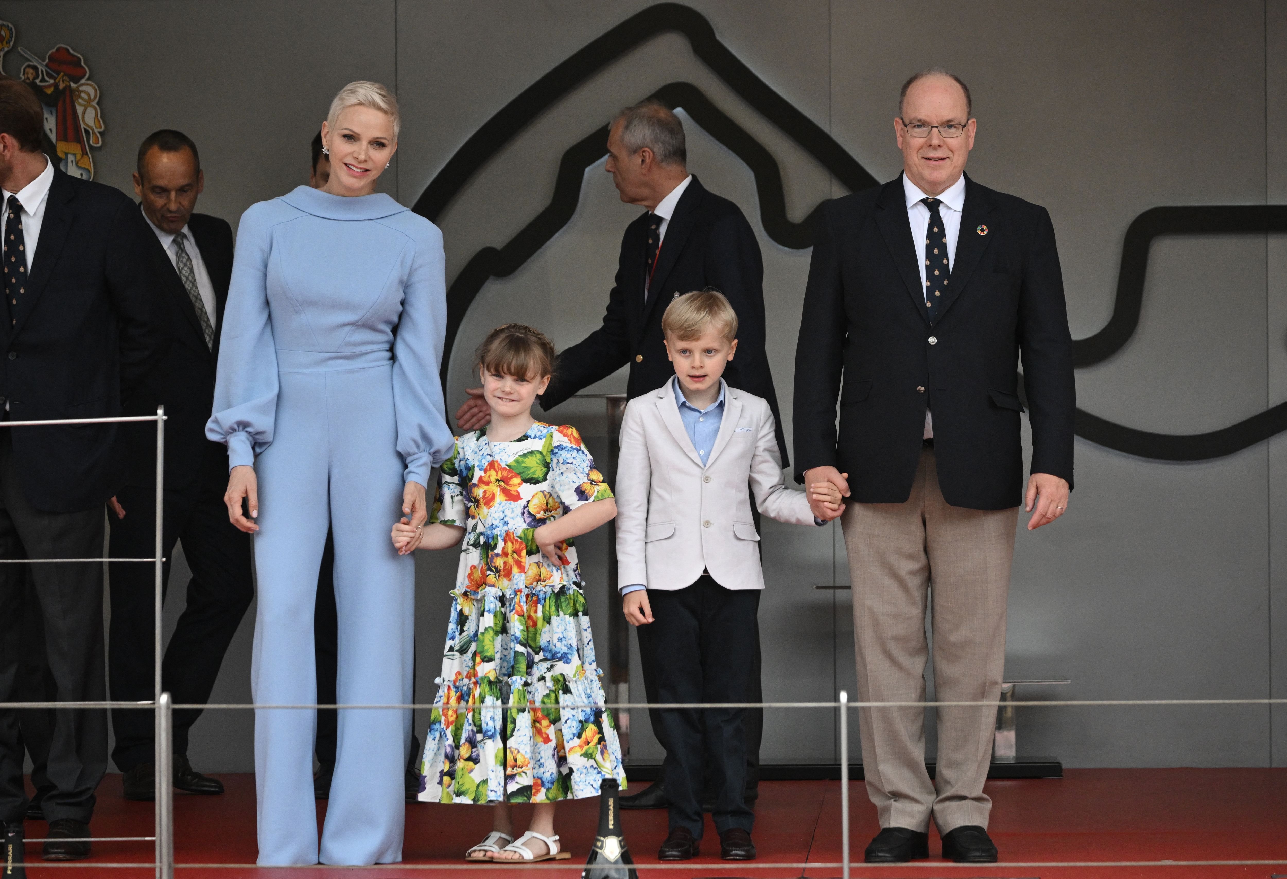Prince Albert II and Princess Charlene of Monaco with their children Jacques and Gabriella after the Monaco Formula 1 Grand Prix at the Monaco street circuit in Monaco, on May 29, 2022. | Source: Getty Images