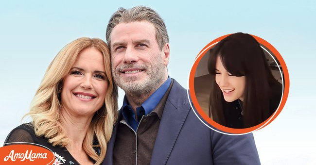 Kelly Preston and John Travolta at the "Rendezvous with John Travolta - Gotti" Photocall at the 71st annual Cannes Film Festival on May 15, 2018. Inset: Their daughter, Ella | Photo: Getty Images | Instagram/Ela Travolta
