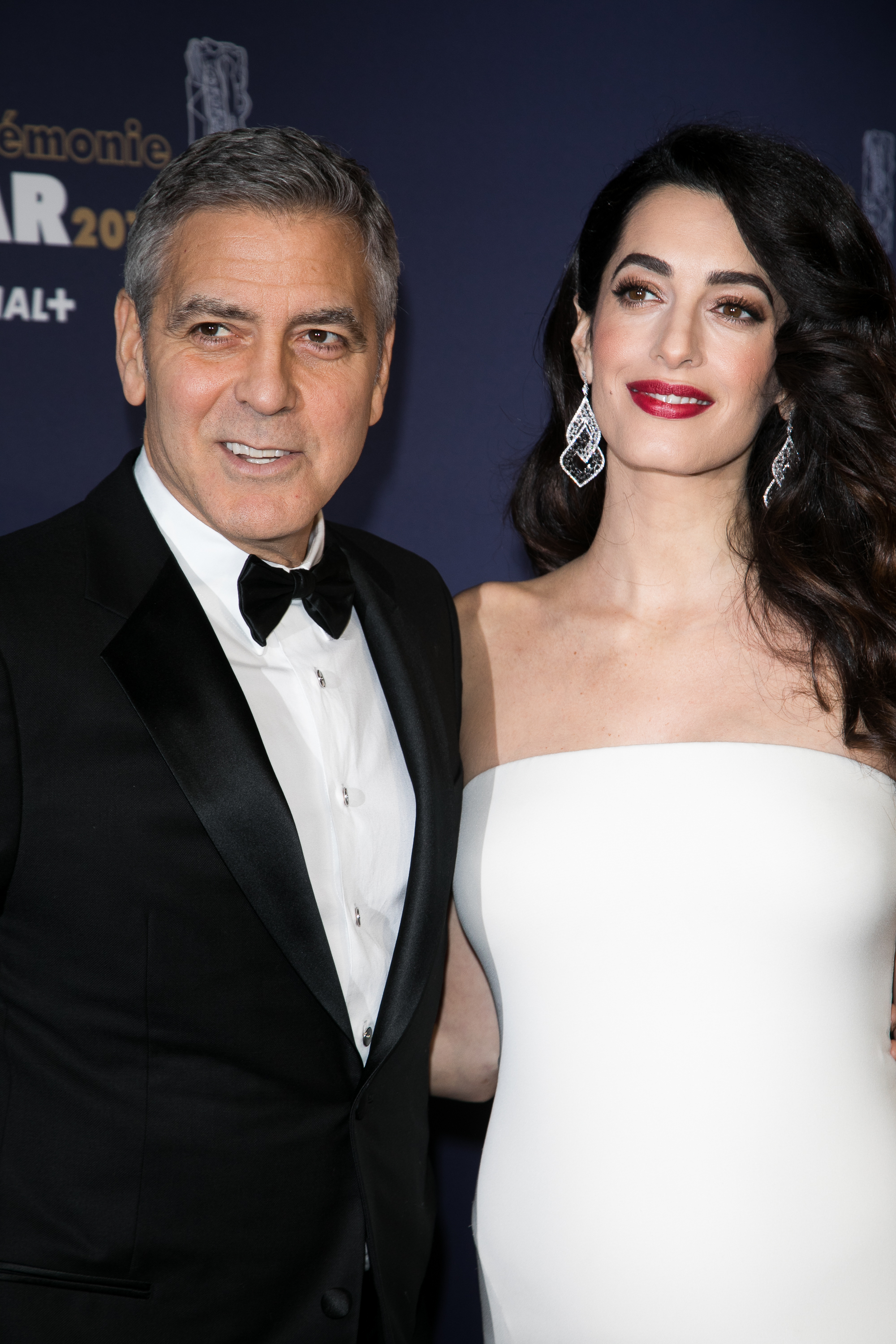 George and Amal Clooney at the Cesar Film Awards in Paris, France on February 24, 2017 | Source: Getty Images