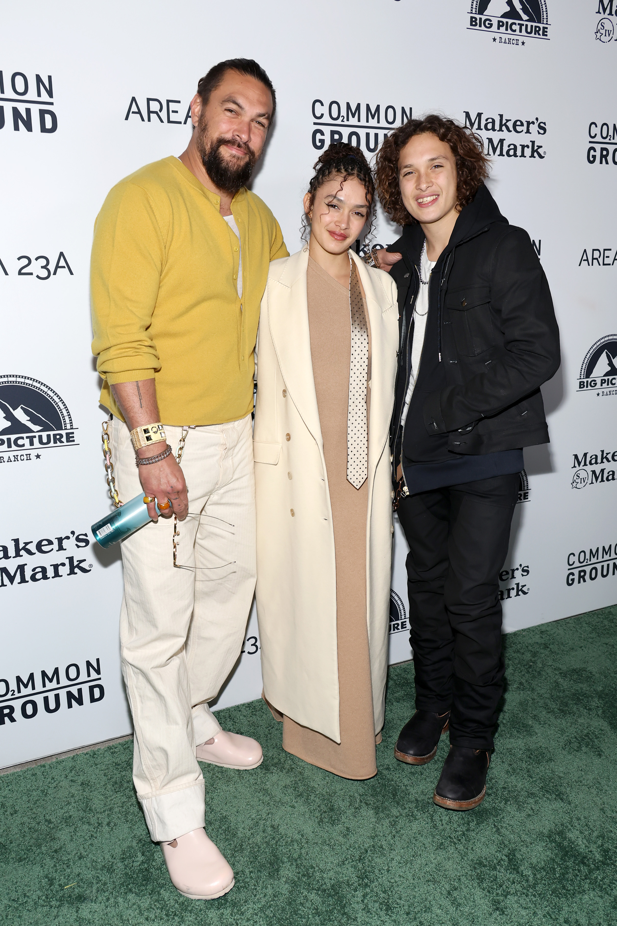 Jason, Lola lolani, and Nakoa-Wolf Momoa at the "Common Ground" screening in Beverly Hills, California on January 11, 2024 | Source: Getty Images