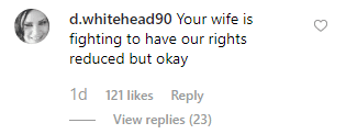 Another disgruntled comment left on Derick's post | Instagram: @derickdillard