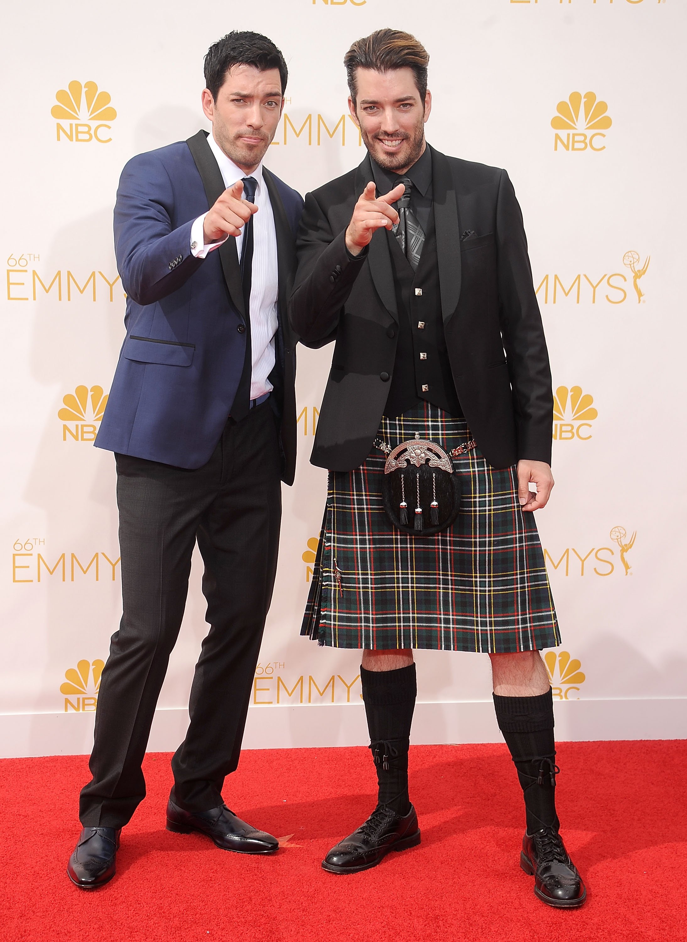 TV personalities Drew Scott and Jonathan Scott arrive at the 66th Annual Primetime Emmy Awards at Nokia Theater LA Live on August 25, 2014 in Los Angeles, California | Source: Getty Images
