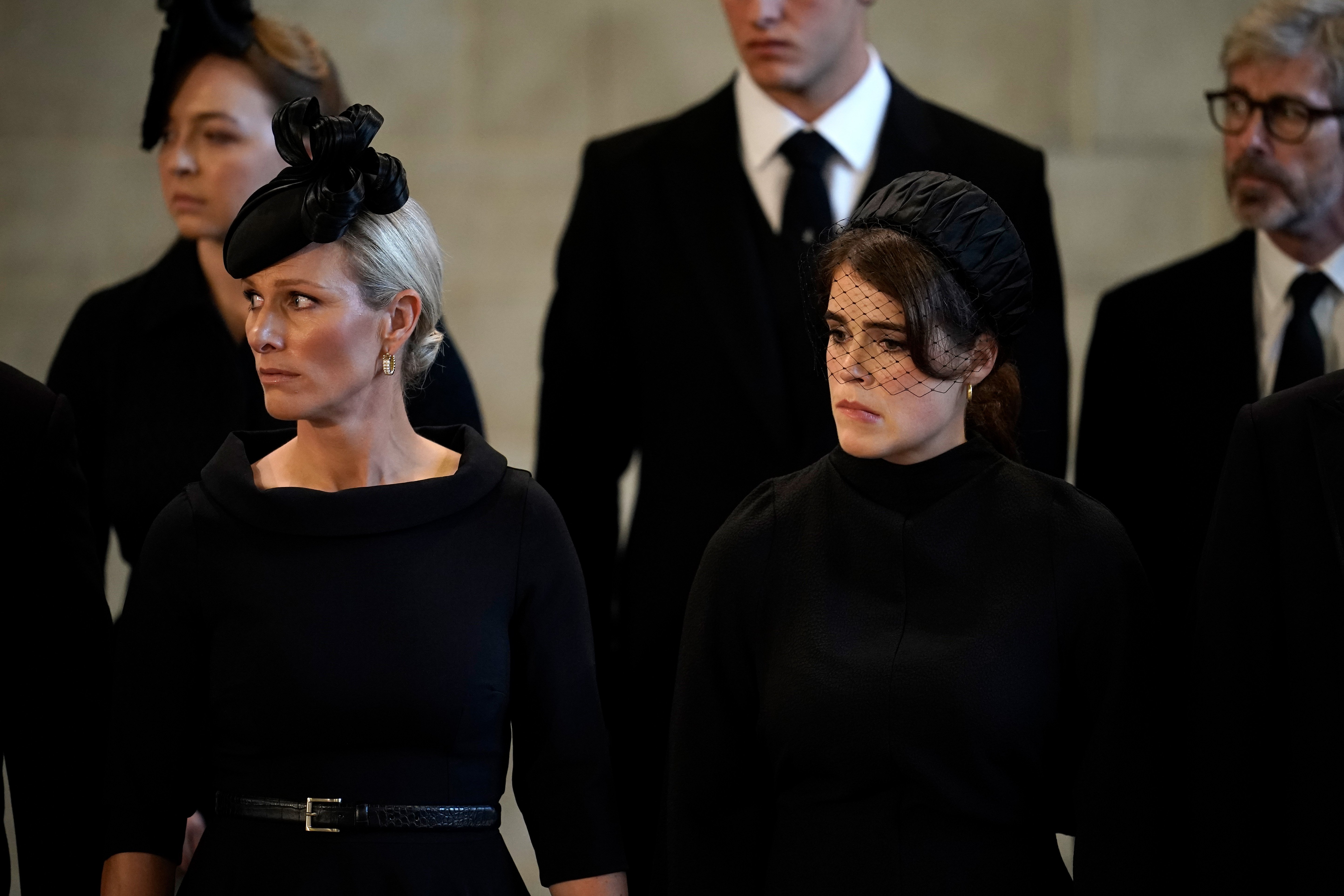 Zara Tindall and Princess Eugenie pay their respects in The Palace of Westminster on September 14, 2022 in London, England | Source: Getty Images