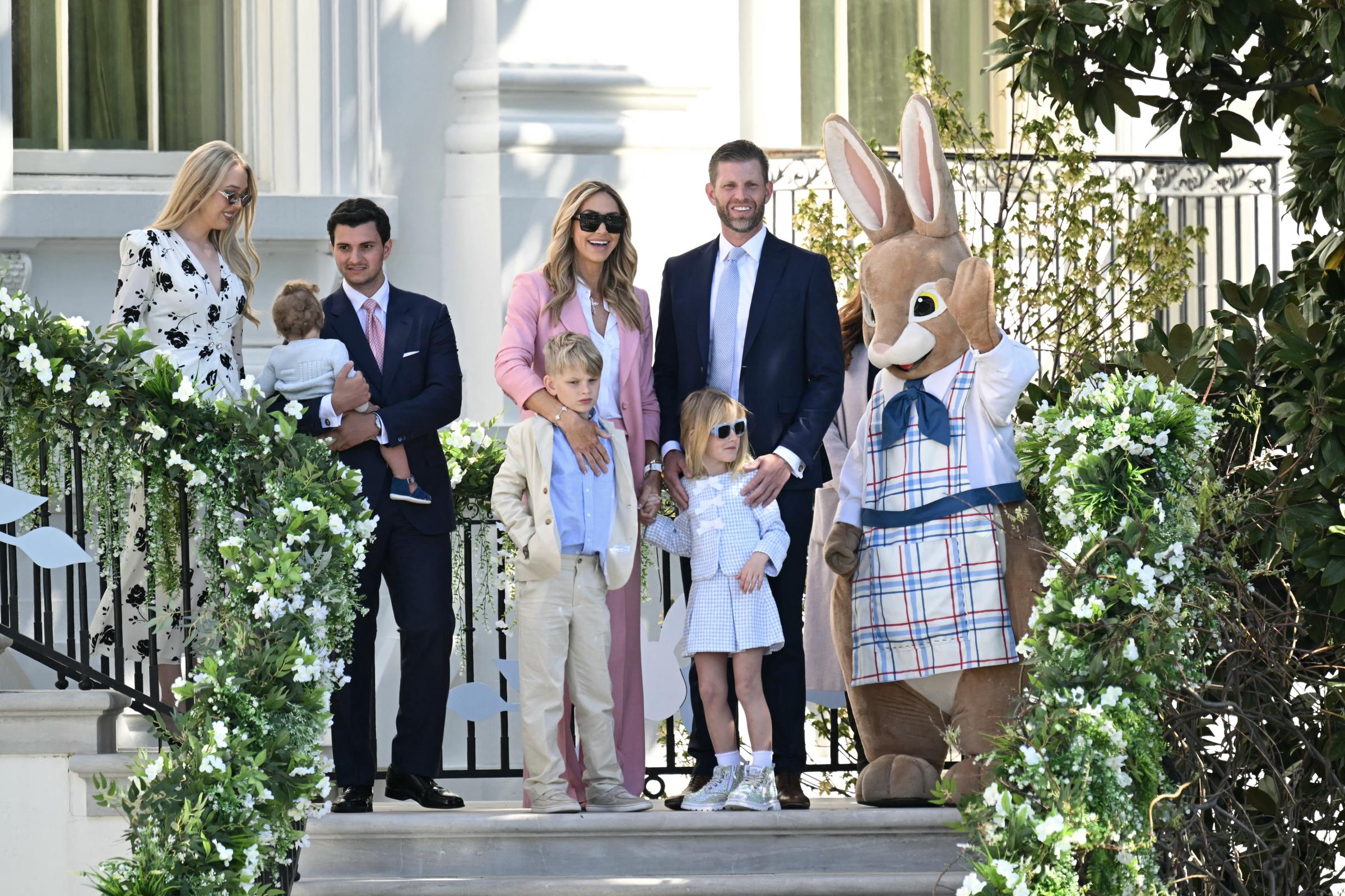 Tiffany Trump, Michael Boulos, Lara and Eric Trump attend the annual Easter Egg Roll on the South Lawn of the White House on April 6, 2026, in Washington, DC | Source: Getty Images