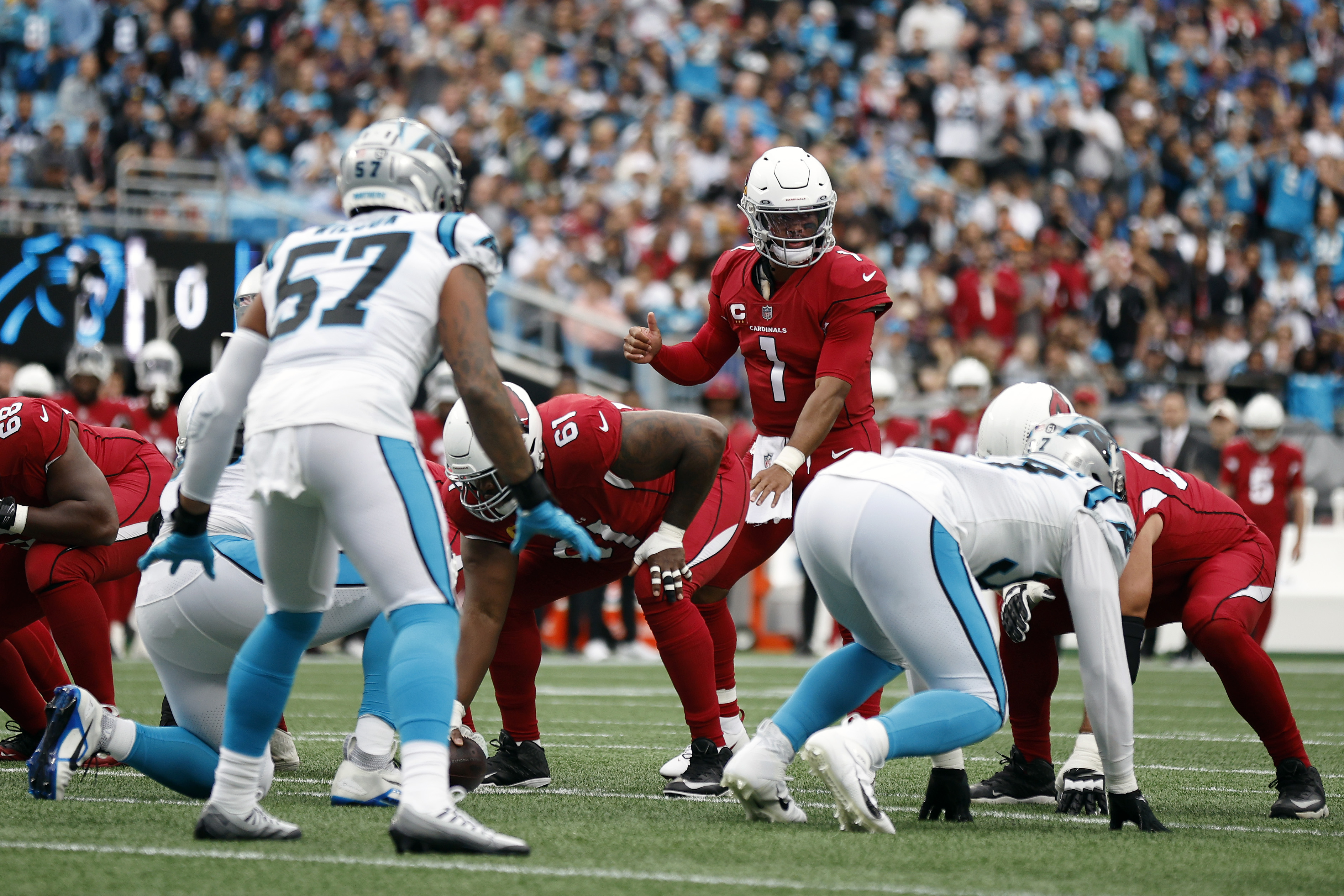 The Arizona Cardinals facing off against the Carolina Panthers in Charlotte, North Carolina on October 2, 2022 | Source: Getty Images