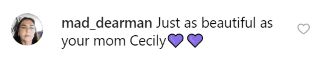 Fan comment on Cecily Chapman's post. | Source: Instagram/cecilybeezee