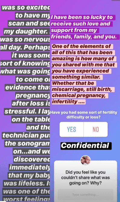 Hilaria Baldwin shares with her followers the details of her second miscarriage on her Instagram story | Source: Instagram.com/hilariabaldwin
