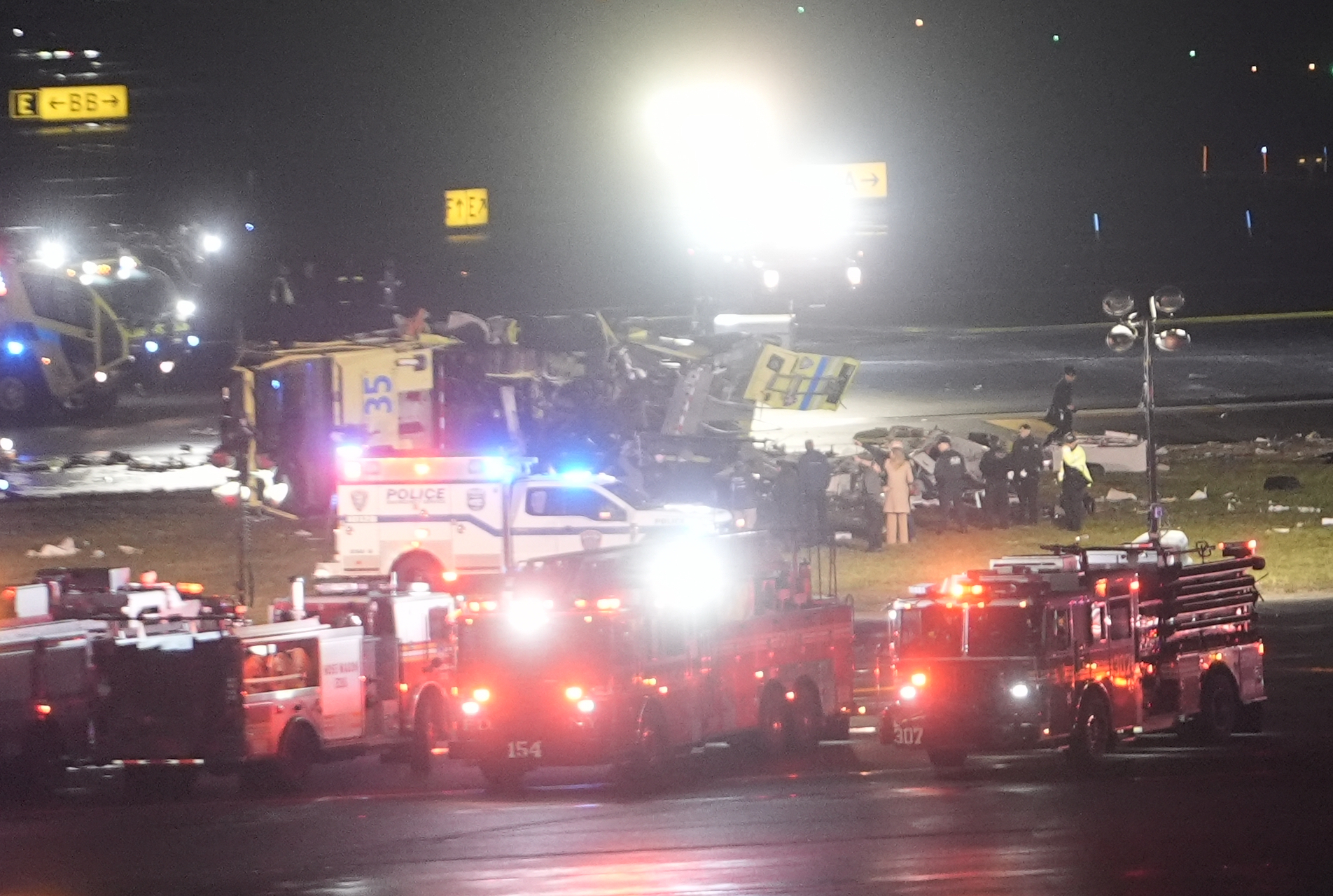 The aftermath of the plane collision with a fire truck at LaGuardia Airport. | Source: Getty Images