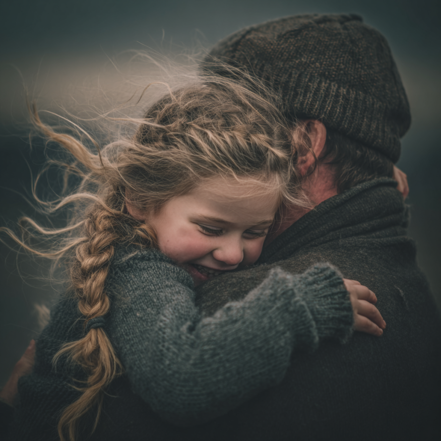 A little girl hugging a man | Source: Midjourney