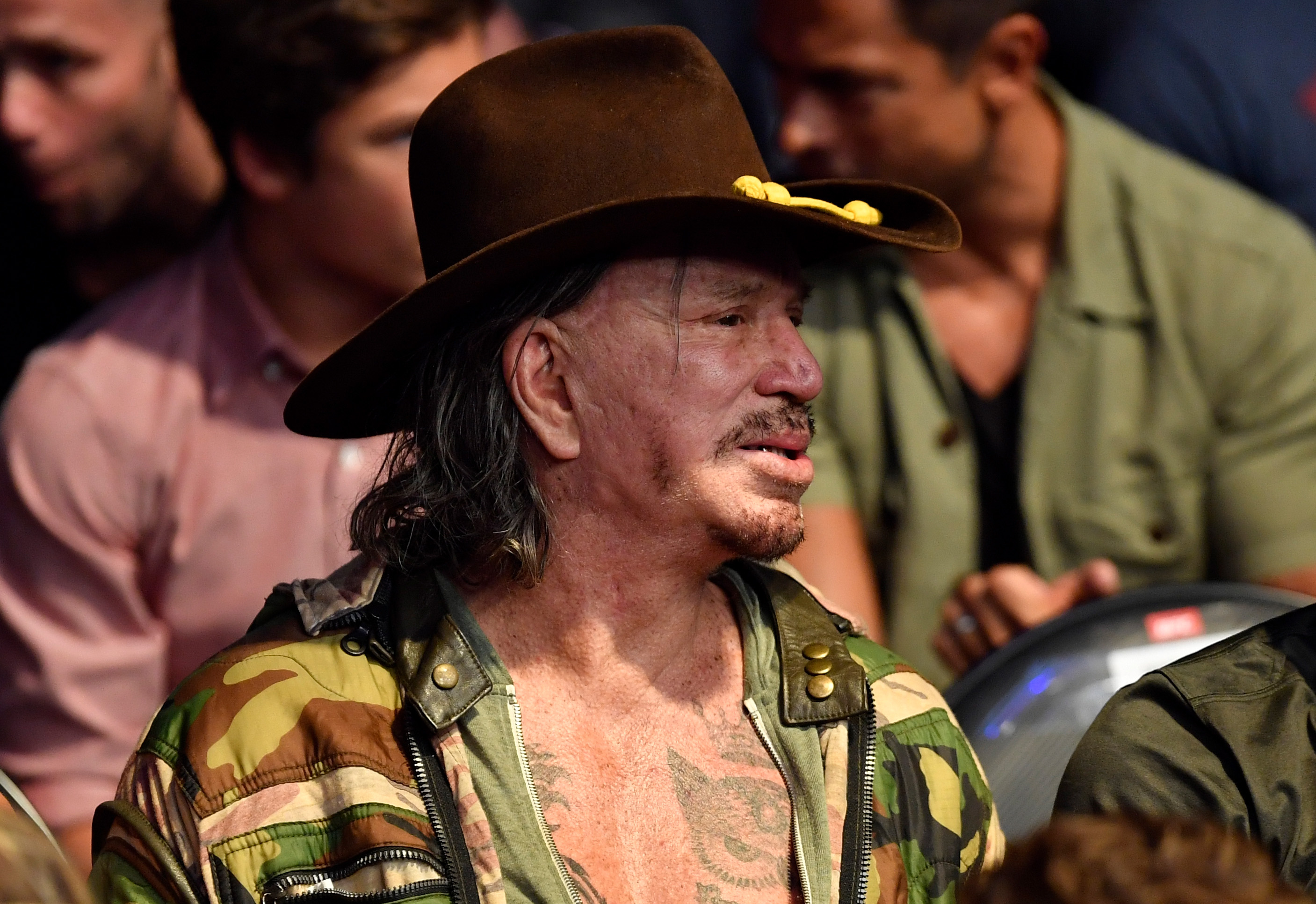 Mickey Rourke at the UFC 227 event on August 4, 2018, in Los Angeles, California. | Source: Getty Images