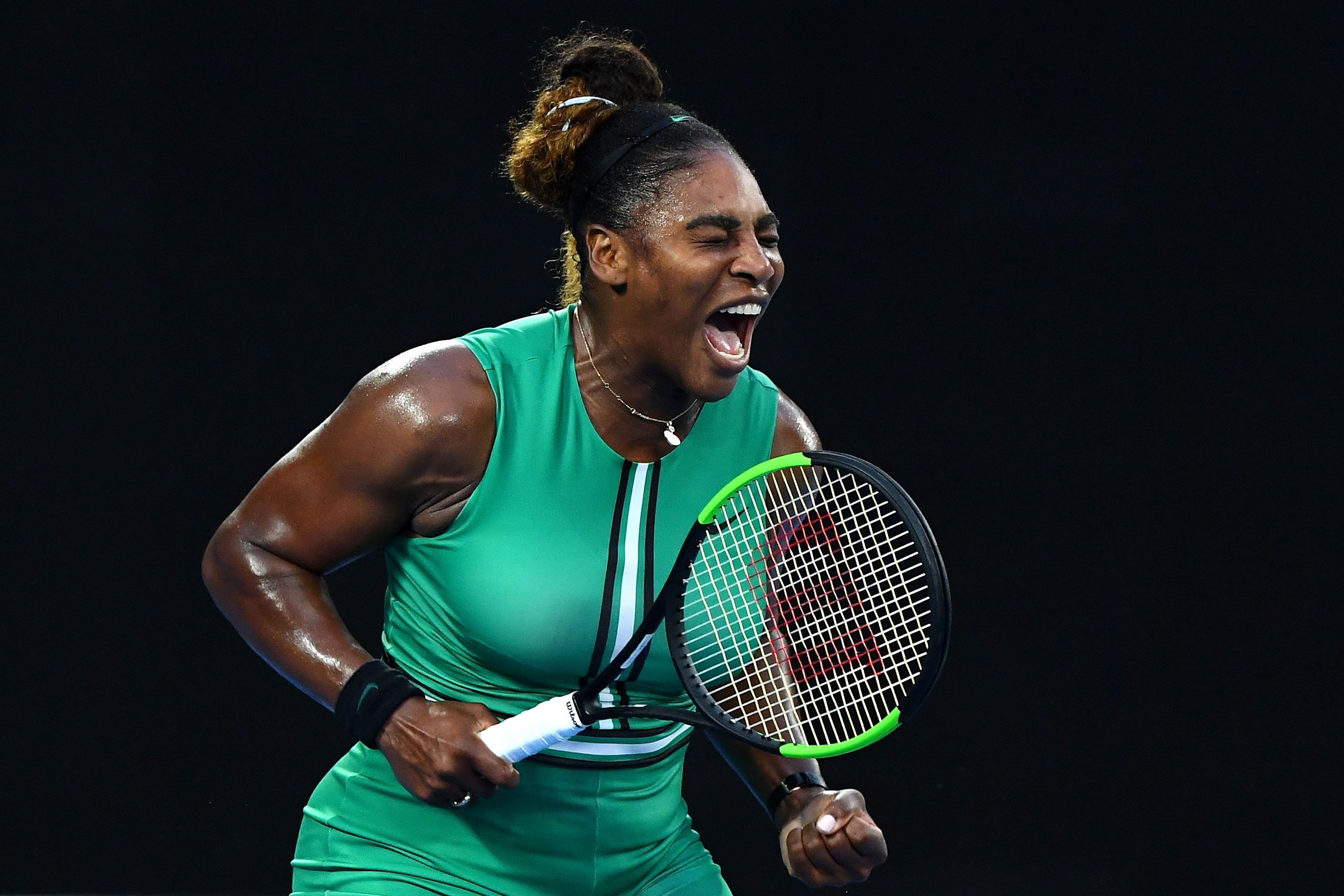 Serena Williams showing her emotions during her game at the 2017 Australian Open in Melbourne, Australia. | Photo: Getty Images