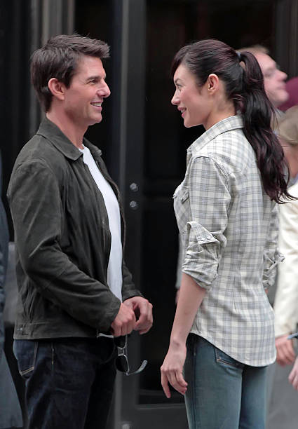 Tom Cruise and Olga Kurylenko are seen on the movie set of "Oblivion" on June 12, 2012 in New York City | Source: Getty Images