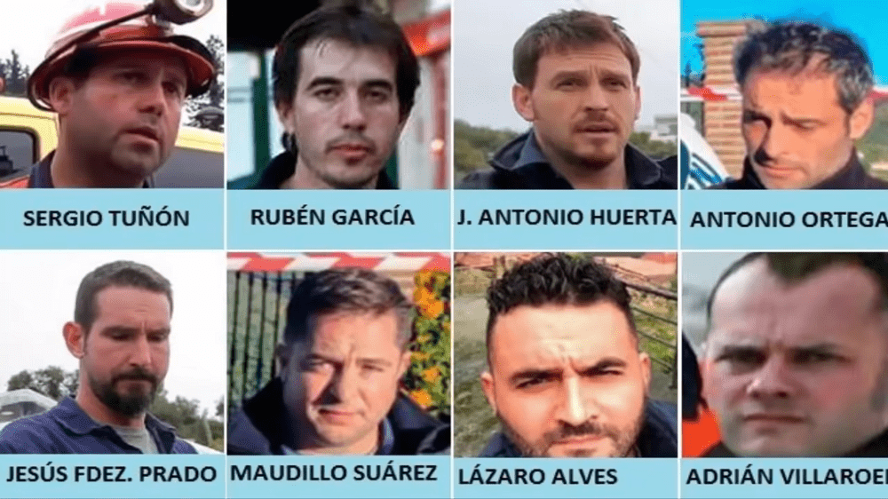 Los ocho mineros que realizaron el rescate del cuerpo de Julen. | Imagen: YouTube/Videos Virales