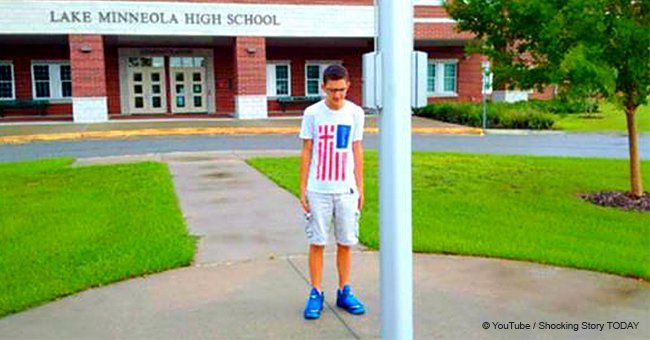 Woman discovers viral social media photo of boy standing alone at a flagpole was of her son