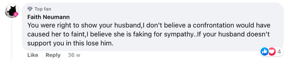 A user validating the woman's decision to tell her husband | Source: Facebook.com/Bored Panda