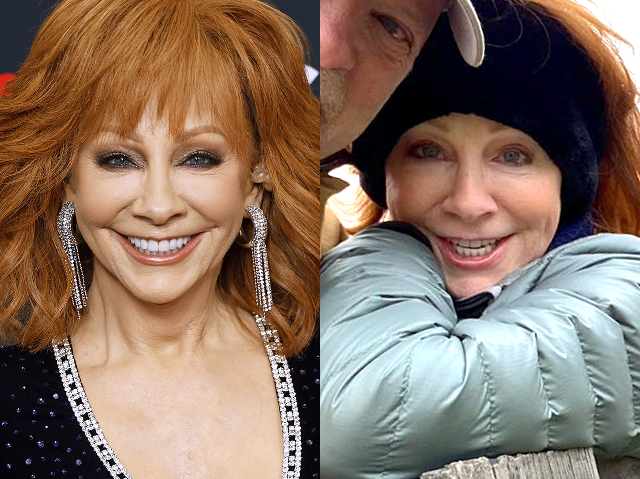 Reba McEntire with makeup vs without makeup | Source: Getty Images | Instagram/reba