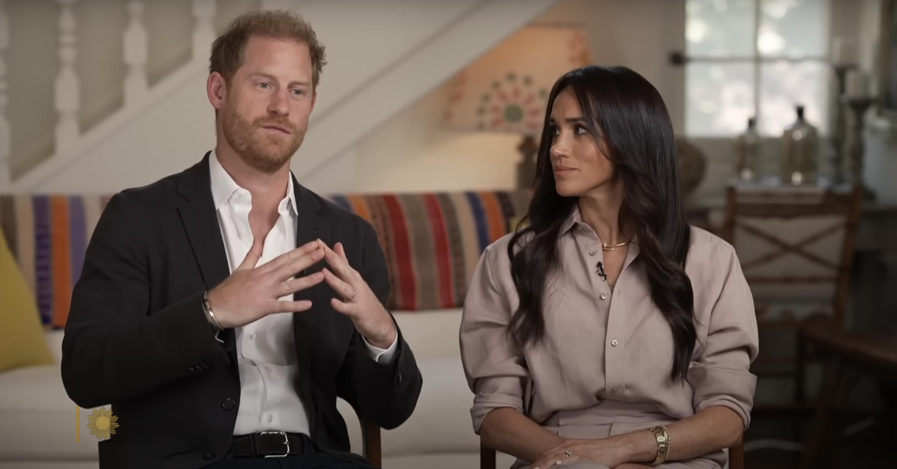 Prince Harry and Meghan Markle during their interview with Jane Pauley on August 4, 2024. | Source: YouTube/CBS Sunday Morning