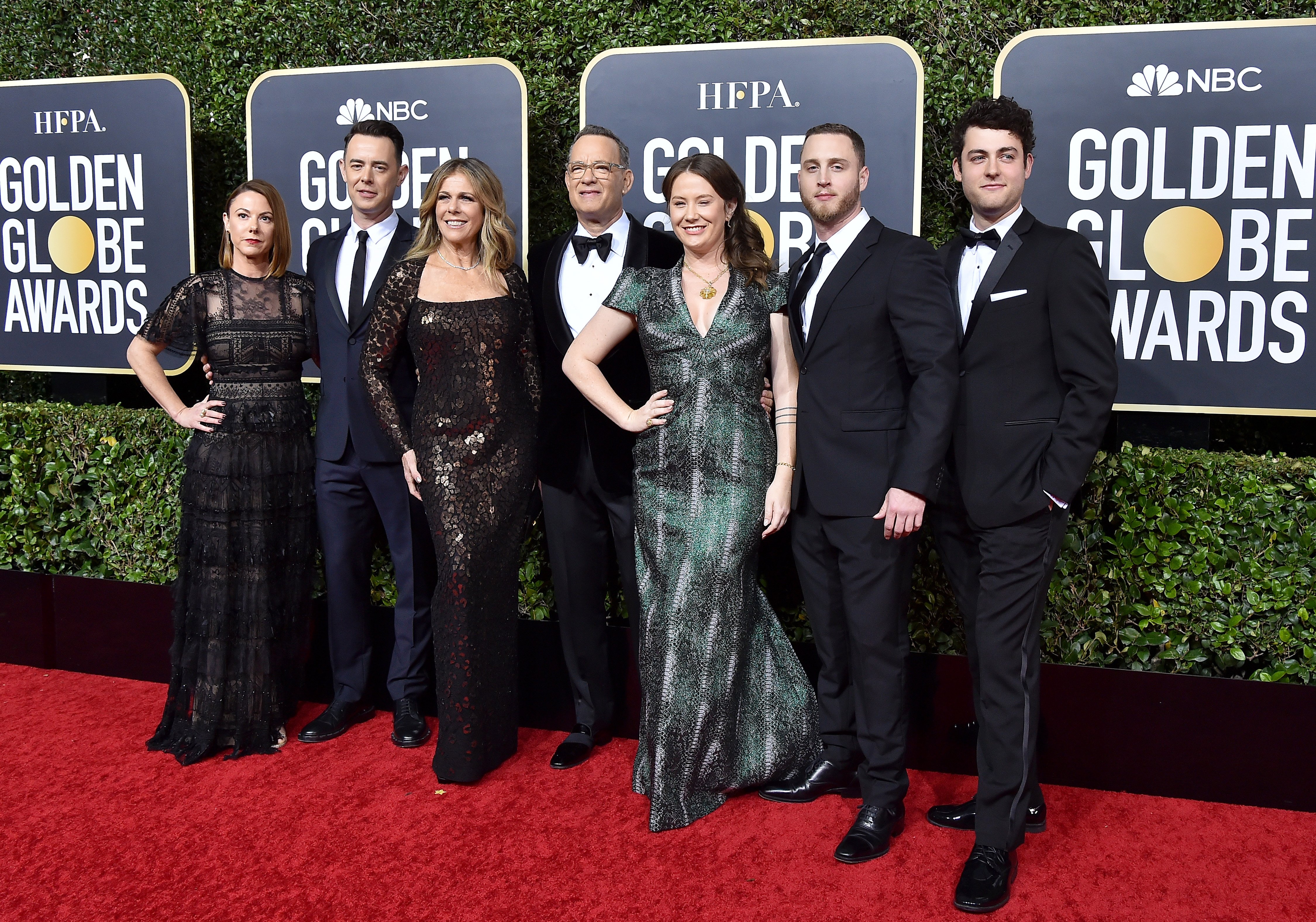 Samantha Bryant, Colin Hanks, Rita Wilson, Tom Hanks, Elizabeth Ann Hanks, Chet Hanks, and Truman Theodore Hanks attend the 77th Annual Golden Globe Awards on January 05, 2020. | Source: Getty Images