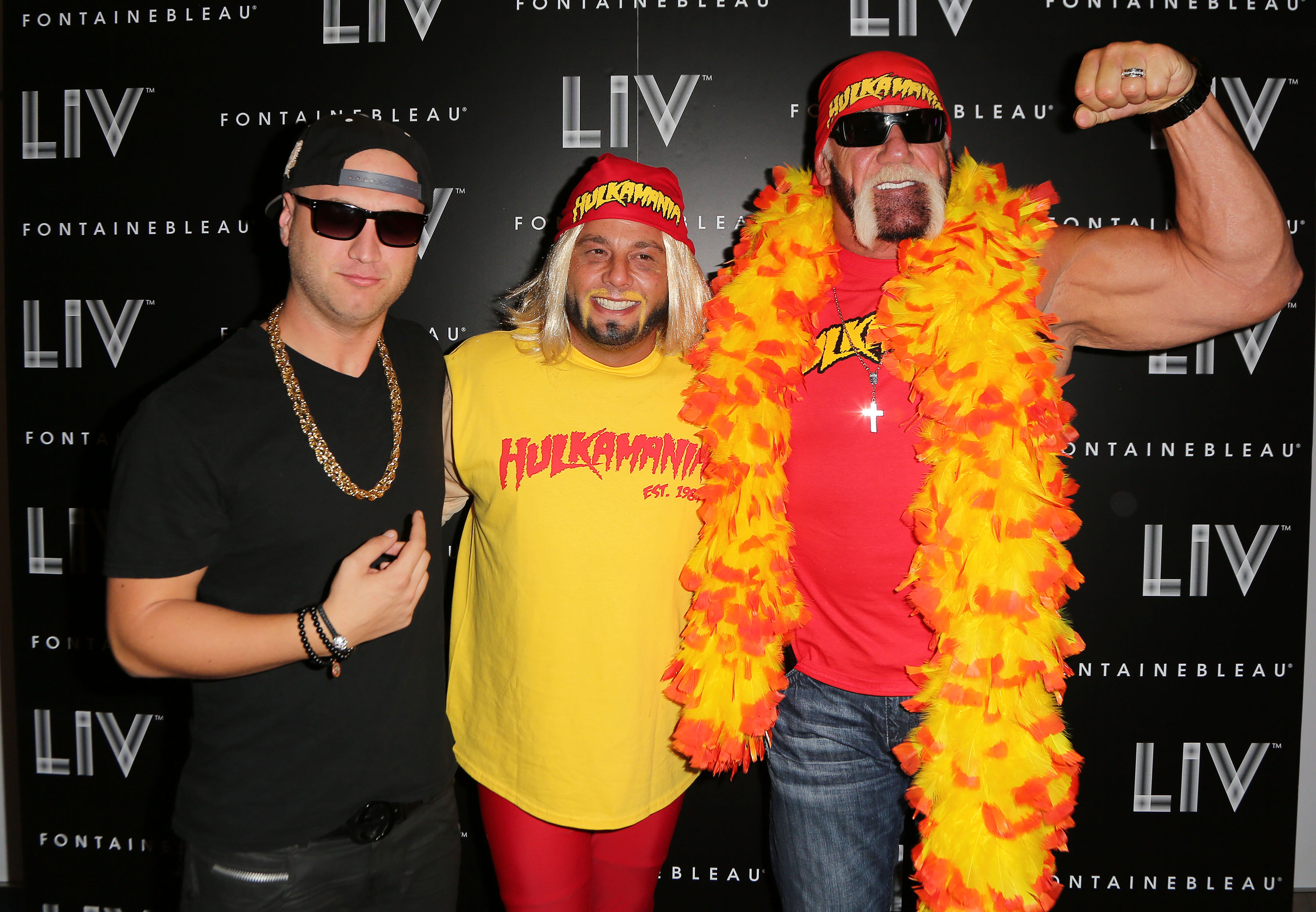 Nick Hogan, David Grutman, and Hulk Hogan arrive at Kim Kardashian's Halloween party at LIV nightclub at Fontainebleau Miami on October 31, 2012, in Miami Beach, Florida | Source: Getty Images