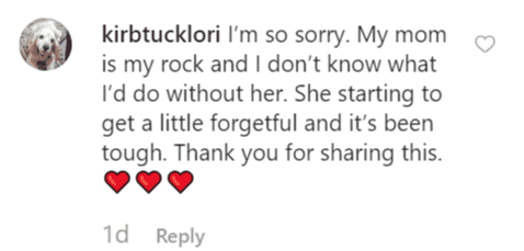 Another fan comment on Rita's post | Instagram: @ritawilson