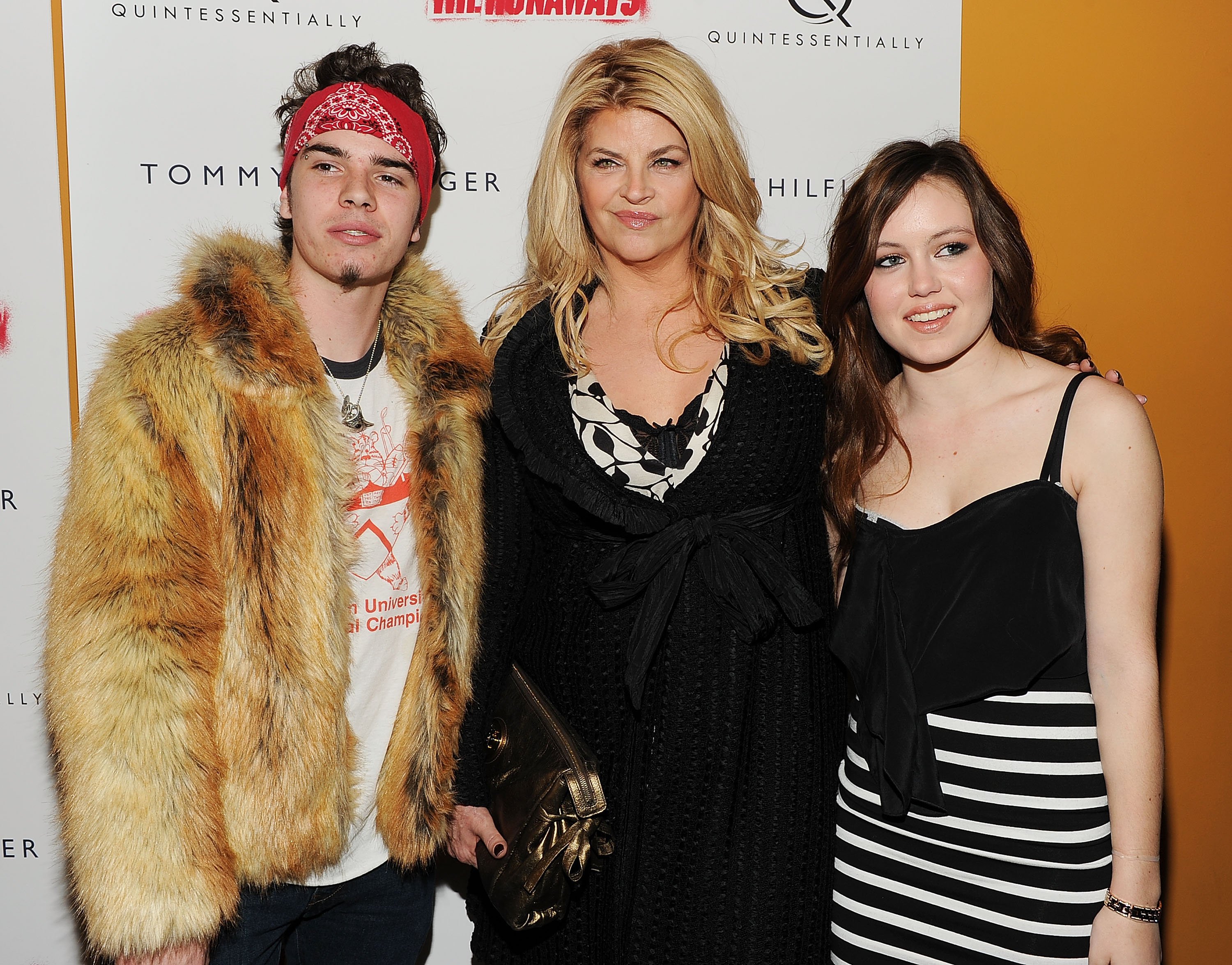 Actress Kirstie Alley (C) with children William True (L) and Lillie Price (R) at the "The Runaways" New York premiere at Landmark Sunshine Cinema on March 17, 2010 in New York City. | Source: Getty Images