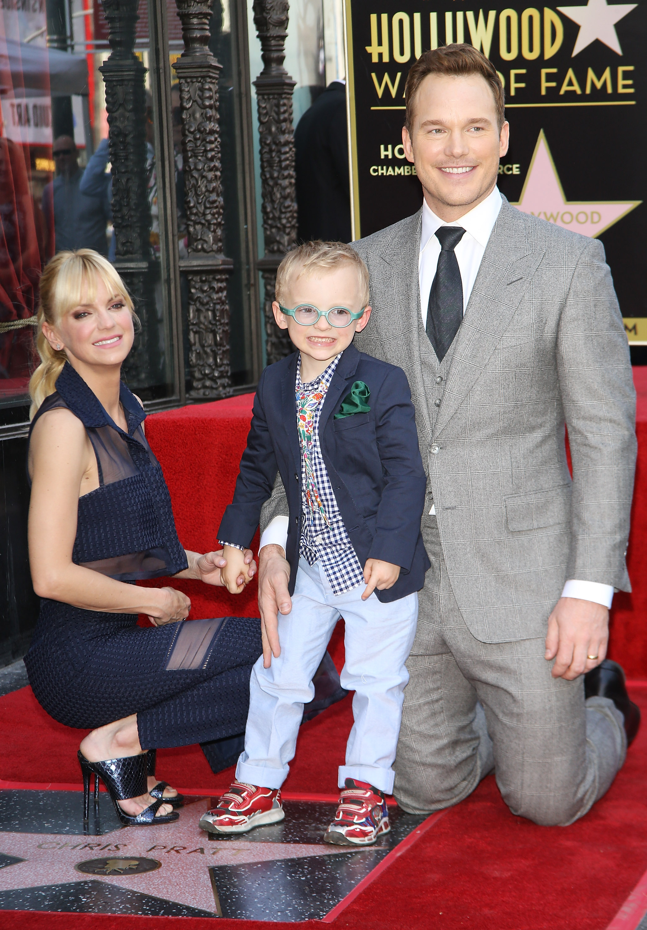 Chris Pratt, Anna Faris, and their son, Jack, at the ceremony honoring Chris Pratt with a star on the Hollywood Walk of Fame on April 21, 2017 in Hollywood, California. | Source: Getty Images