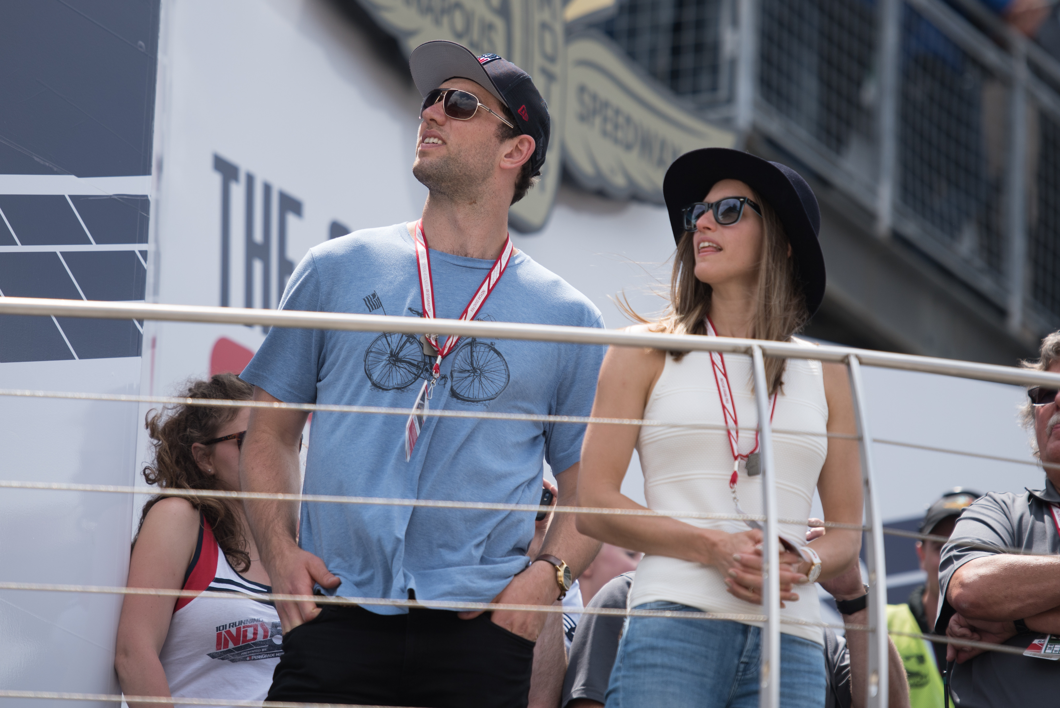 Andrew Luck with Nicole Pechanec prior to the 101st Indianapolis 500, on May 28, 2017, at the Indianapolis Motor Speedway in Indianapolis, Indiana. | Source: Getty Images