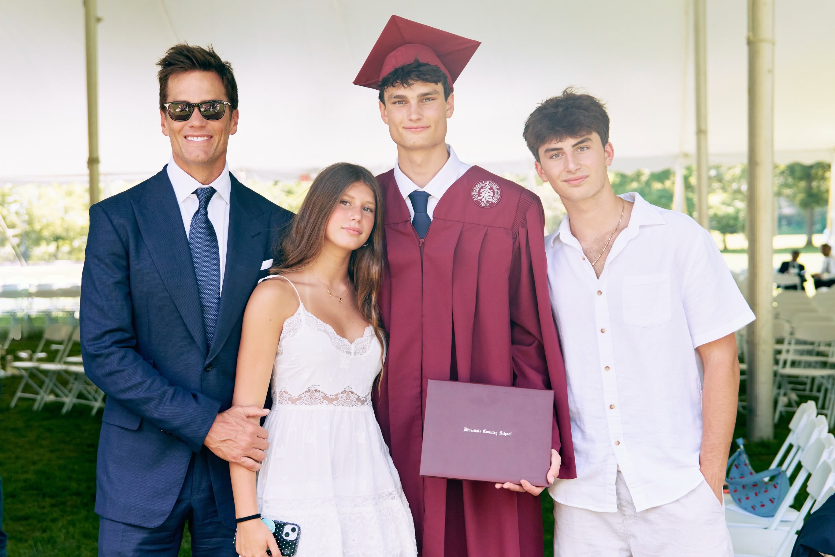 And it looks like the entire family joined the celebration. In this photo, Tom Brady, Jack Brady, and his other kids, Benjamin and Vivian Brady, posed during the graduation in a photo shared on June 13, 2026 | Source: Facebook/Tom Brady