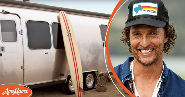 An airstream trailer [left]; Matthew McConaughey [right]. | Source: Getty Images youtube.com/Famous Entertainment