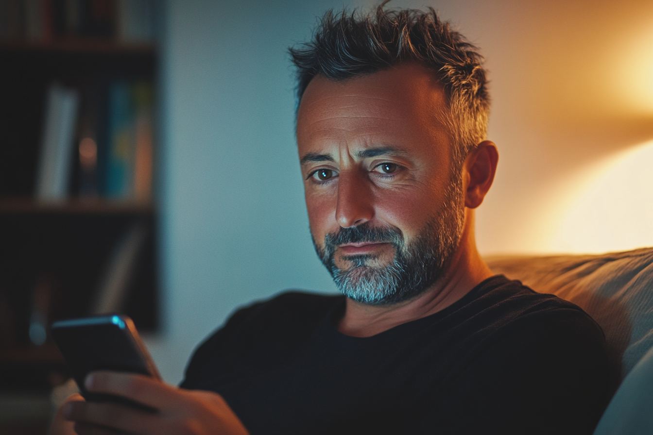 A man scrolling on his phone | Source: Midjourney