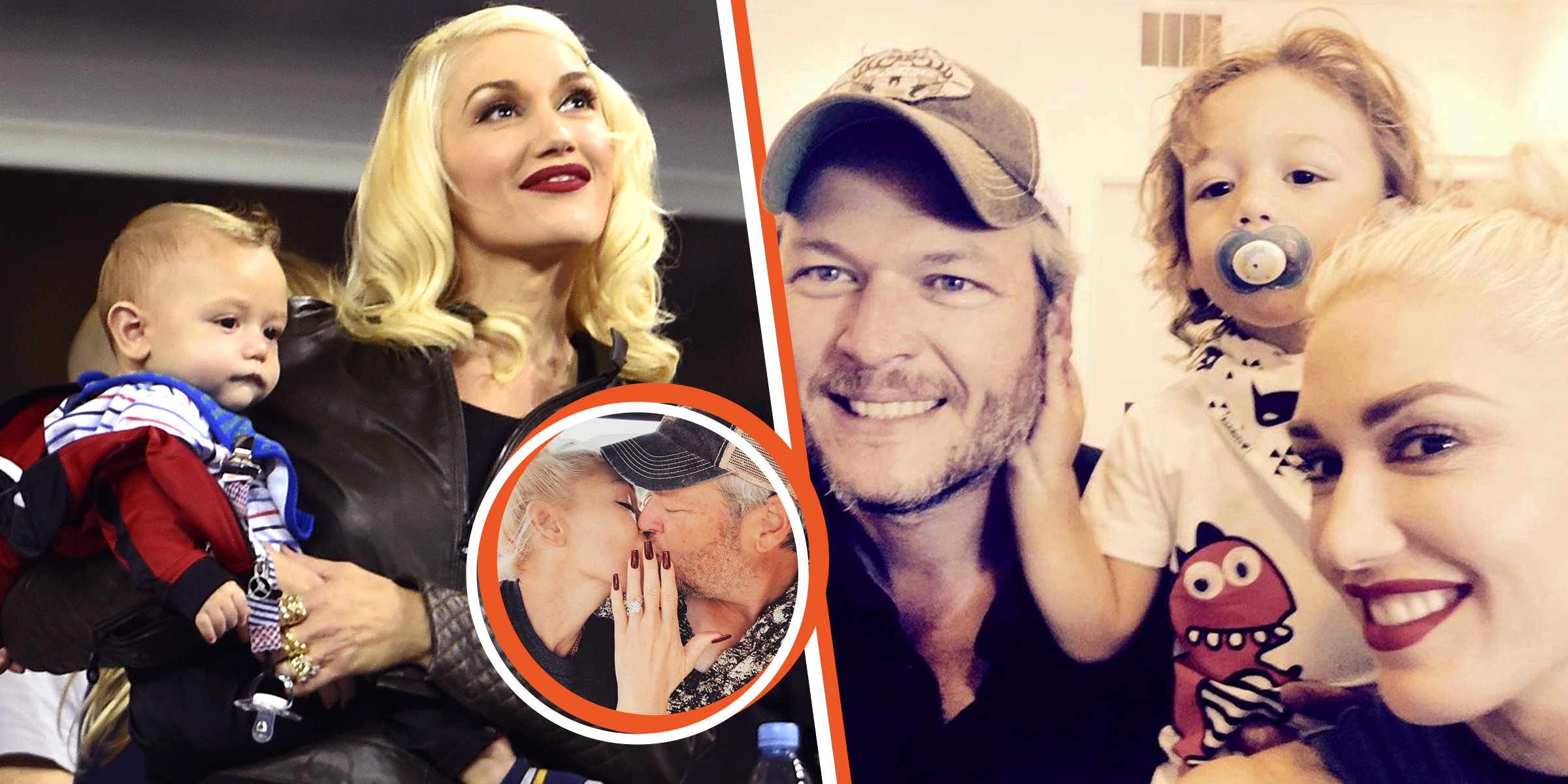 Apollo Bowie Rossdale and Gwen Stefani, 2014 | Gwen Stefani and Blake Shelton, 2021 |  Blake Shelton, Apollo Bowie Rossdale, Gwen Stefani, 2022 | Source: Instagram.com/gwenstefani | Getty Images