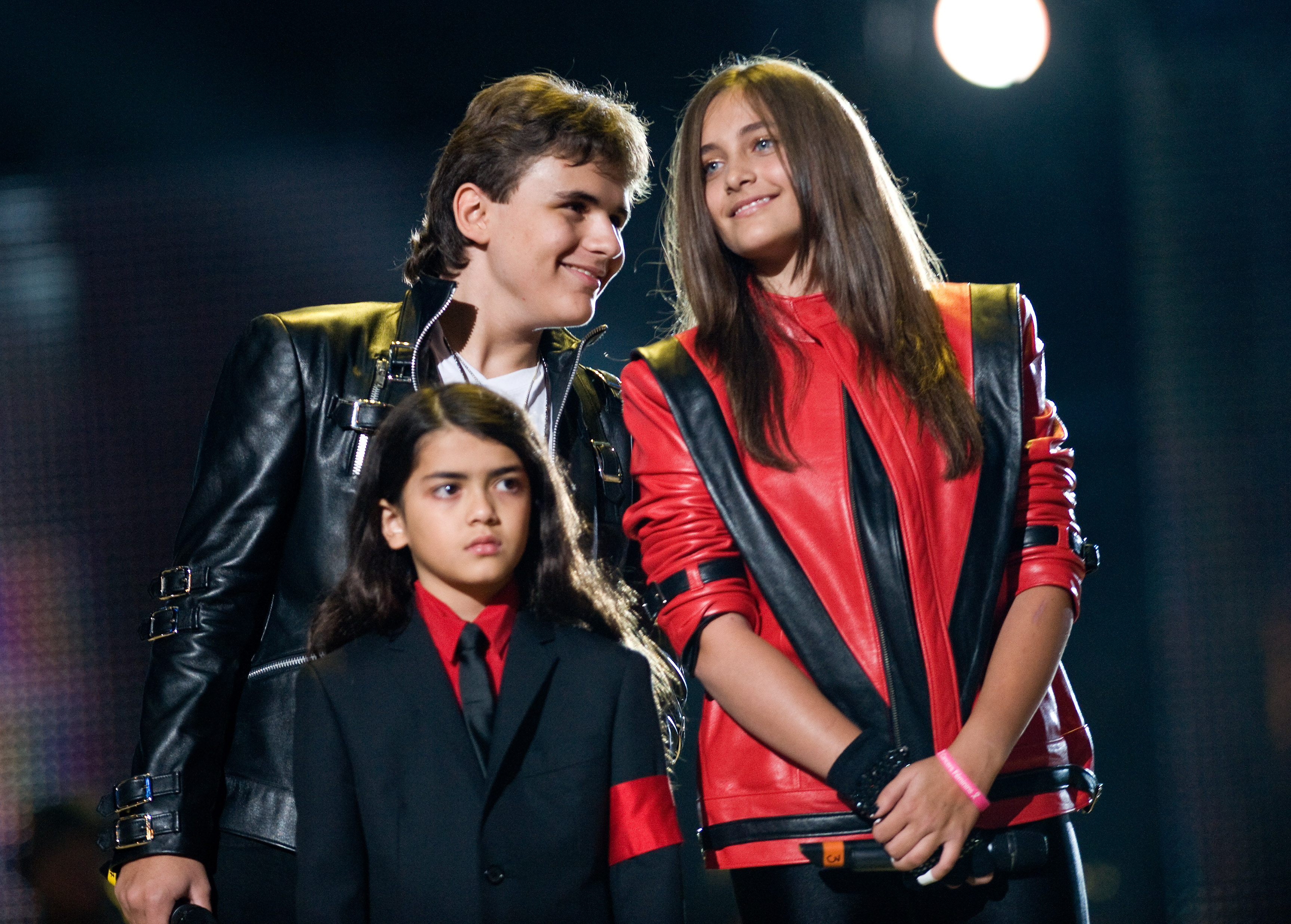 Prince, Paris, and Bigi "Blanket" Jackson at the Millennium Stadium on October 8, 2011 | Source: Getty Images