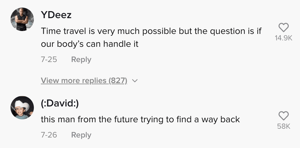 Comment section of viral video where TikToker shows homeless man suspected to be working on a time machine | Photo: TikTok/comeatmebhai