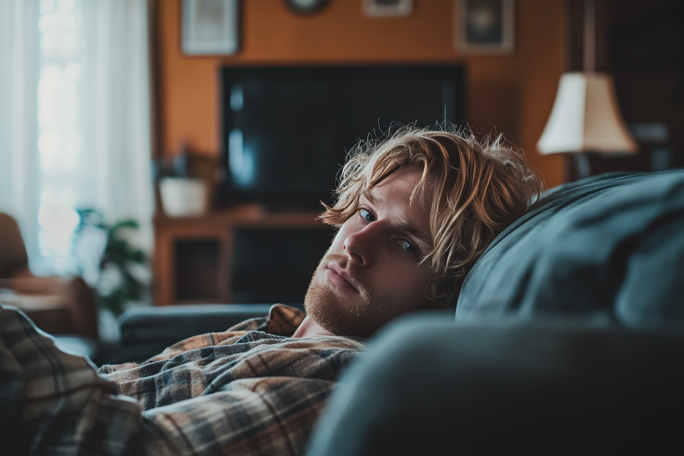 A man relaxing on a sofa | Source: Midjourney