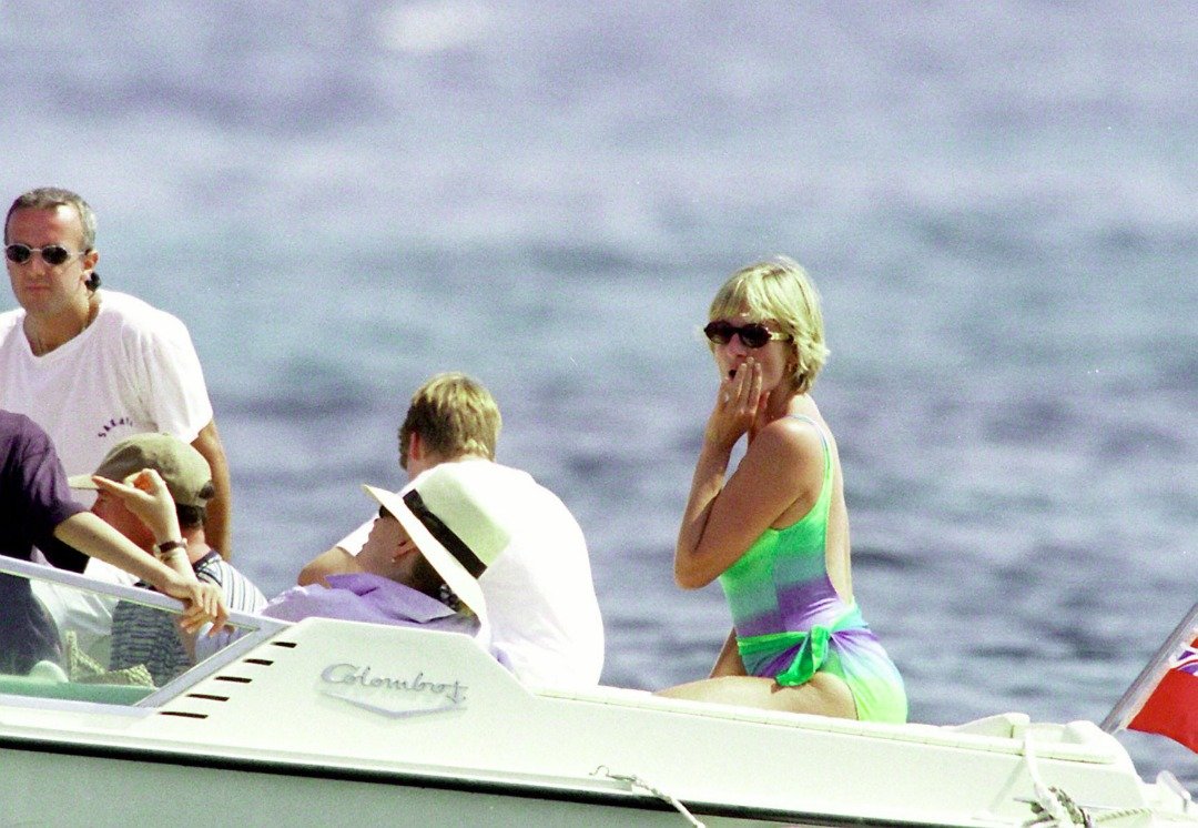 Diana, Princess Of Wales (R) and youngest son HRH Prince Harry (C) are seen in St Tropez in the summer of 1997, shortly before Diana and boyfriend Dodi were killed in a car crash in Paris on August 31, 1997. | Source: Getty Images