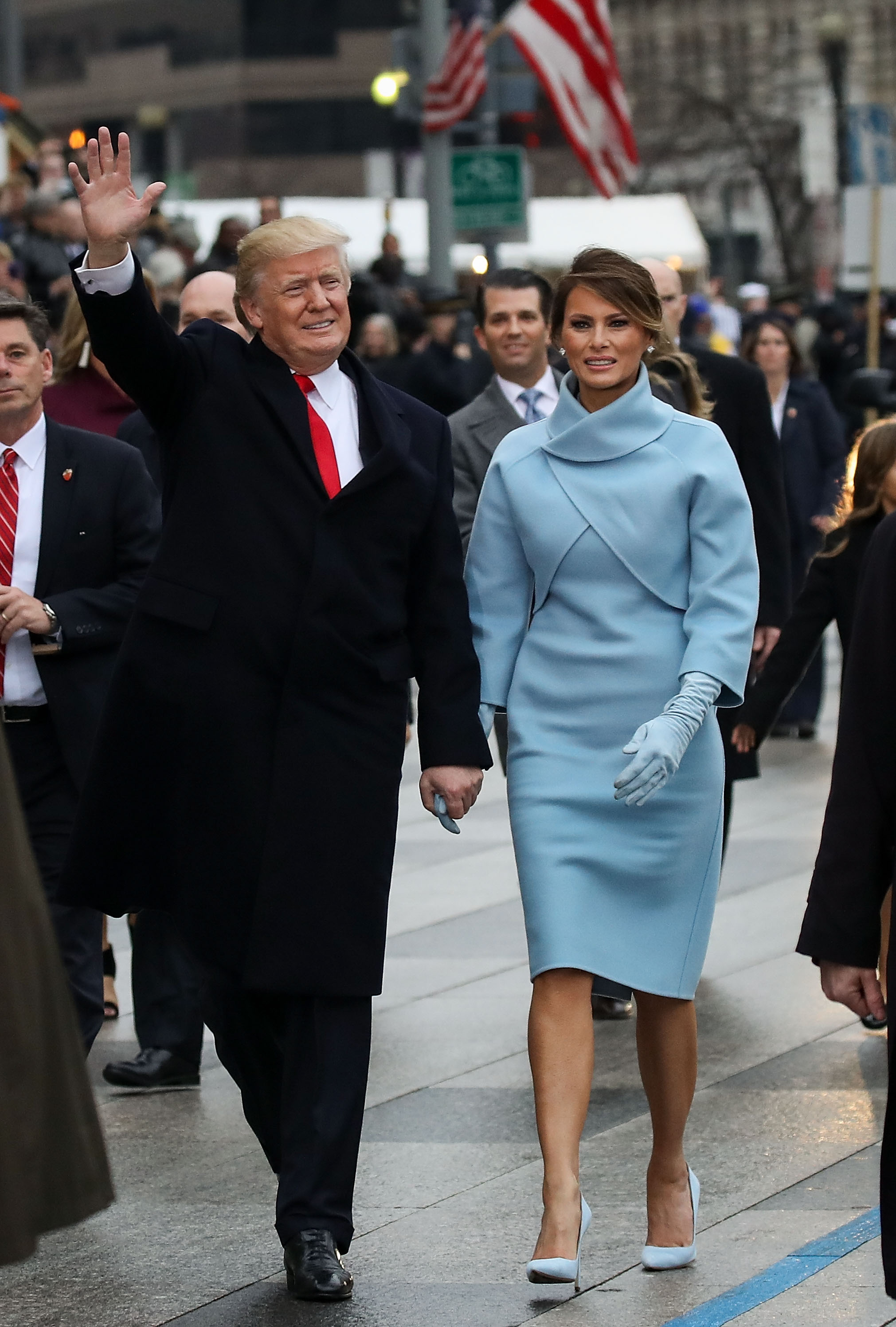Donald and Melania Trump during the Inaugural Parade on January 20, 2017, in Washington, D.C. | Source: Getty Images