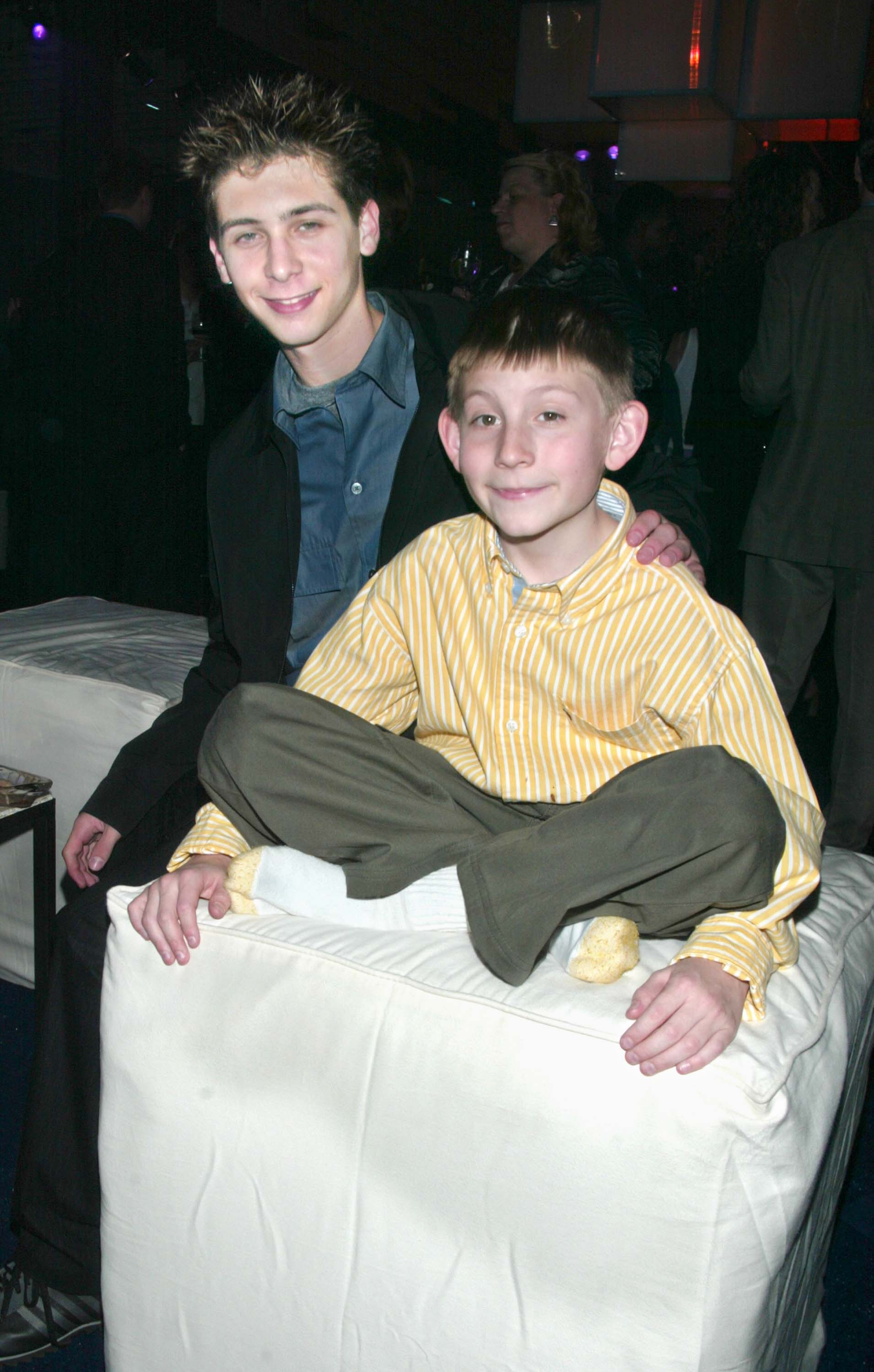 Justin Berfield and Erik Per Sullivan at the Fox Television 2002-2003 Upfront Party on May 16, 2002 | Source: Getty Images