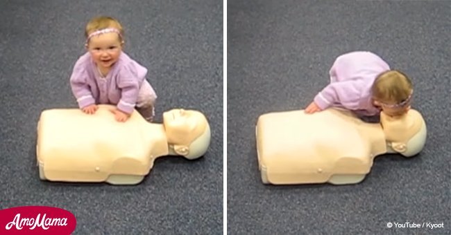Little baby demonstrates how to do CPR and her moves quickly goes viral