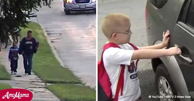Stranger helps little boy who had to walk four miles to school every day