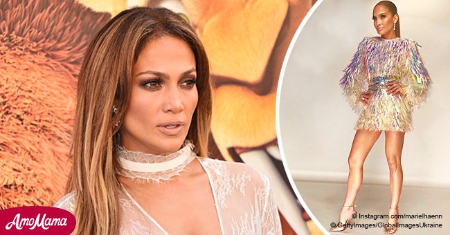 Jennifer Lopez dazzles in iridescent $8,000 mini-dress that looks like a Christmas tree ornament