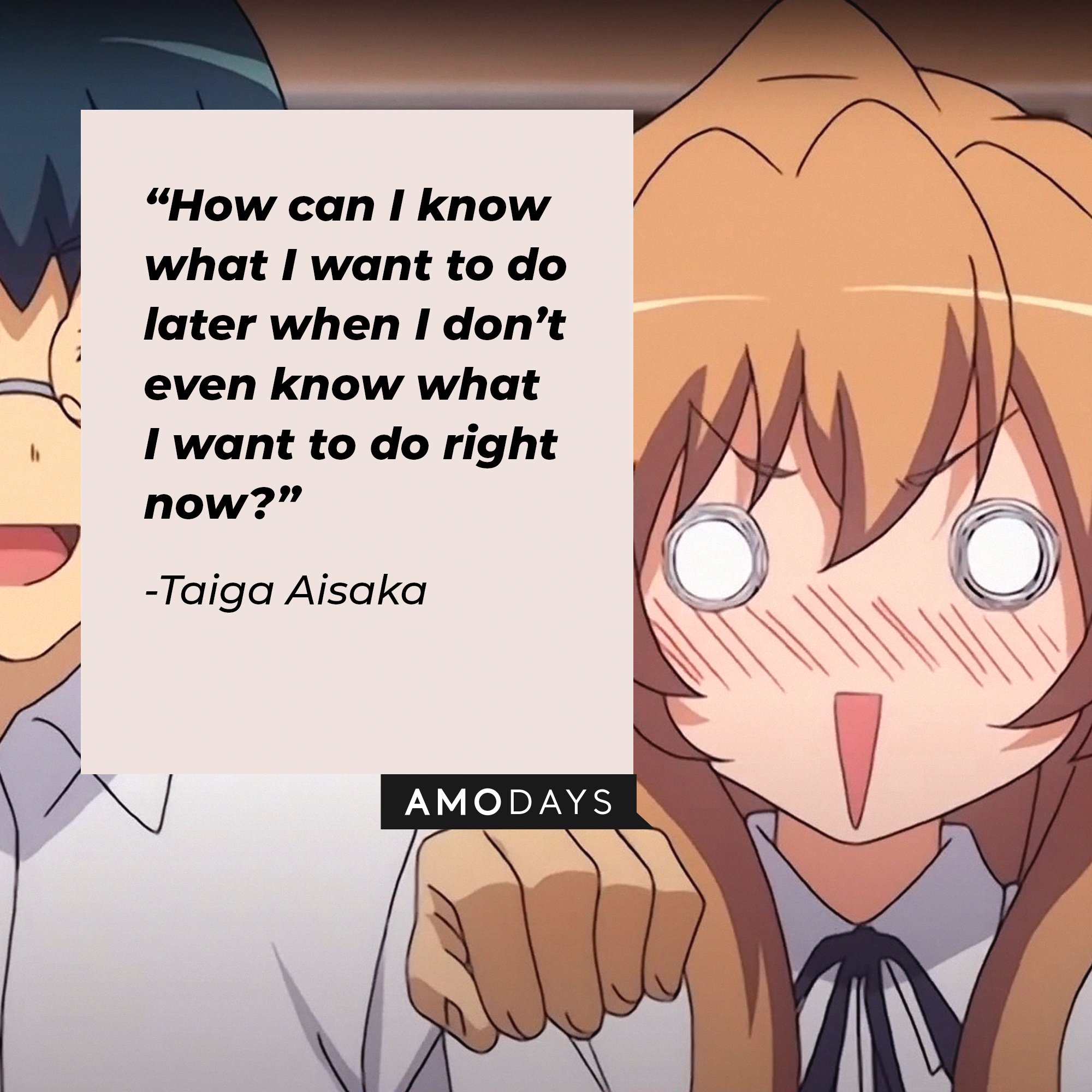 Taiga Aisaka’s quote: “How can I know what I want to do later when I don’t even know what I want to do right now?”| Image: AmoDays